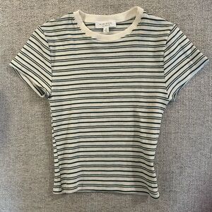Green & White Striped Short-Sleeve Ribbed Tee
